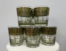 Set of 8 Vintage MCM Cera Barware 22k Gold Green Grapes Low Ball Rocks Glasses picture