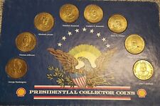 Vintage 1992 Shell Presidential Collector Coins On Display Card Set Of 8 Coins  picture