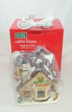 HOLIDAY HOME CABIN HOUSE BISQUE PORCELAIN LIGHTED INTERIOR SCENE CHRISTMAS picture
