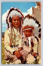 Native American Chief & Papoose Regalia Fashion Child VINTAGE Postcard picture