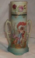 ELEGANT ANTIQUE FRENCH TAPESTRY HANDLED VASE WITH DORE BRONZE 7788 POMPADOUR picture