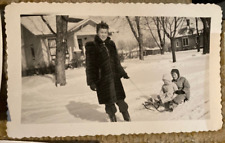 Lot of 30+ Vintage Black & White Winter Photos~1930s-1960s~Christmas~Snow~Sled+ picture