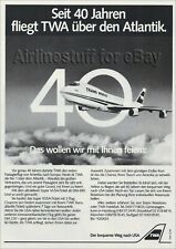 1986 TWA Trans World Airlines BOEING 747 - 40 YEARS OVER ATLANTIC ad advert picture