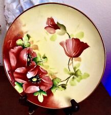 Antique Haviland France Limoges Poppies Cabinet Plate Hand Painted Artist Signed picture