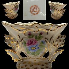 Vintage Weisley China Floral Hand Painted Gold Gilded Porcelain Vase  picture