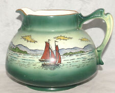ANTIQUE YARMOUTH HAYNES WARE HAYNESWARE DECORATION POTTERY PITCHER JUG SAILBOAT picture