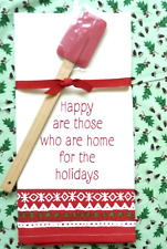 RED AND WHITE KITCHEN TOWEL & SPATULA  HOLIDAYS  NEW picture