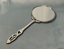 Vintage 1950s Matson MATSON FIFTH AVENUE Hand Mirror In Scrolling Pewter.  Nice picture