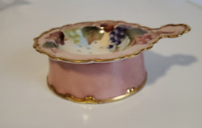 Vintage Nippon Hand Painted Tea Strainer And Drip Cup pinkish/mauve color/grape  picture