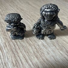 2 Vintage Pewter Troll Father And Son Figurine Signed Tinn Per Norway Harvesting picture