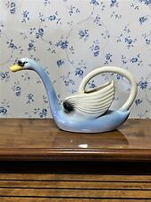 Vintage Zanesville Ohio Blue Swan Watering Can Pitcher MCM Nouvelle Pottery EC picture