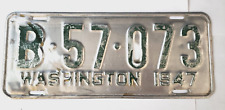 Vintage Washington License Plate 1947 Green On Silver picture