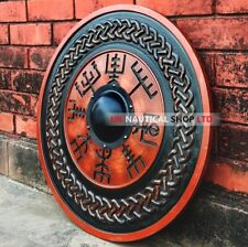 Viking Shield With Carved Vegvisir Viking Compass Symbol Handmade Designer Gift picture