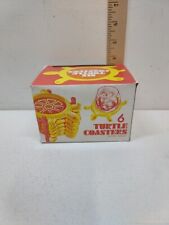 Vintage Turtle Coaster Set 1970 Yellow Orange With Holder 6 Coasters - In Box picture