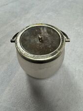 Vintage Antique Barrel Shaped Frosted Glass Biscuit Jar with Lid  picture