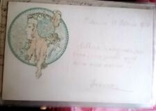 ALPHONSE MUCHA -not signed- Belle epoque Early Chromo PC Post Used 1900 A picture