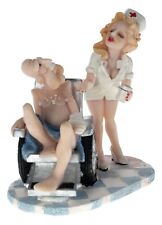 AGIFTCORP Rare Bisque Porcelain Figurine Old Man Nurse Pills 6x5in Used picture