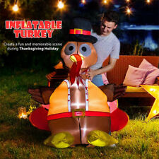 5ft Thanksgiving Inflatable LED Lighted Turkey w/ Hat Blow up Lawn Yard Deco picture