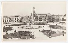 Plaza Bolognesi Lima Peru 1940s Postcard RPPC Roundabout Statue Photo picture