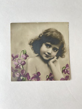 1900s Antique Postcard Pretty GIRL FLOWERS Art Nouveau Germany Postmark & Stamp picture