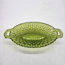 Vintage Indiana Glass Olive Green Snack Dish 8¼ picture