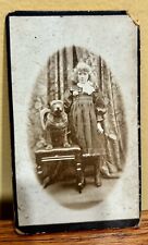 Antique cabinet card CVD Girl With Dog picture
