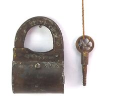 Old Antique Hand Forged Unique Shape Screw Type Iron Padlock. G2-36  picture