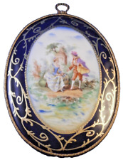 Antique 19thC Dresden Porcelain Scenic Plaque Porzellan Bild German Couple Scene picture