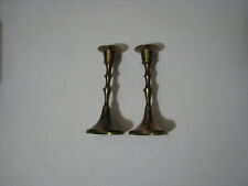 Candlesticks Candle Holders Vintage Solid Brass  Pair Classic Column 4-1/2