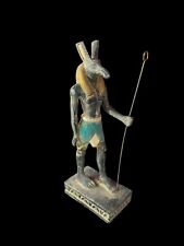 Egyptian God Seth holding Was Scepter from Stone , Handmade Egyptian God picture