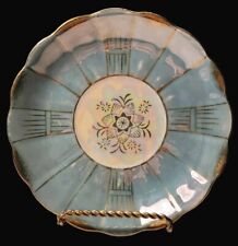 Vintage Royal Sealy Tea Saucer Lusterware Teal Opalescent Gold Trim picture