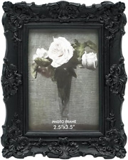 2.5X3.5 Vintage Small Picture Frame, Antique Ornate Black Wallet Size Photo Fram picture