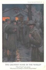 1918 Antique Print WW1 YMCA Battle Weary Army Soldiers War Torn City Safe Haven picture