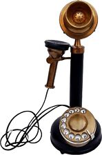 Vintage Antique Candlestick Rotary Dial Phone Brass  Table Decorative Telephone picture
