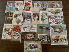 Lot of 22 Antique~Christmas Postcards with Winter Snowy & Village Scenes-h692 picture