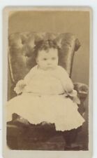 Antique CDV Circa 1870s Adorable Baby in White Dress on Chair Ryder Syracuse, NY picture