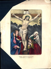 The Crucifixion of Christ: Currier & Ives hand-colored print 1860s picture