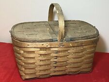 Antique Picnic Basket, Double Lids, No Broken Weaves or Holes, Country, Primitve picture