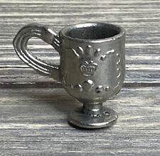 Vintage Miniature Carved Metal Wine Chalice Goblet 1” picture