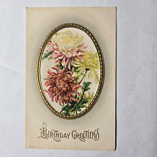 Birthday Greetings Embossed Color Postcard Flowers ca 1910 picture