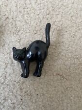 RARE Vintage Old Halloween Miniature Black Cat Green Eyes withoutBell Japan 4” picture