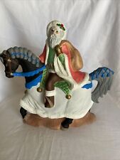 Vintage Santa Claus On Horse Ceramic Hand Painted Christmas 10.5” picture