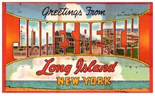 Jones Beach Long Island New York NY Greetings Linen Postcard Posted 1950 picture