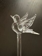 NWOT Vintage Princess House Crystal Glass Bird Swizzle Stick Stirrer 9” NEW picture