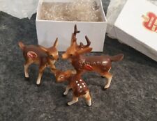 Vintage Set Of 3 Miniature Bone China Deer Figurines  Japan Original sticker&box picture