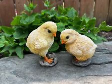 Two small Chicks 4 inches High Figurines Resin /Pond or Fountain Decor/Farm Barn picture
