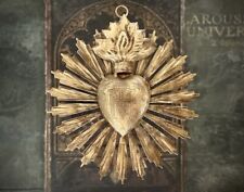 Sacred Heart, Milagro Heart, Small Gold Heart Sunburst Flame, Catholic picture