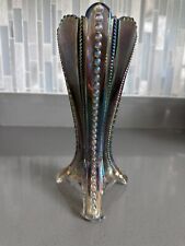 Vintage Imperial Glass Carnival Depression Three Footed Vase -8.5 Tall picture