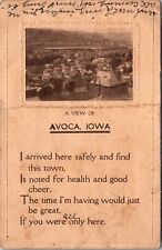 A View of Avoca Iowa Arrival Poem 1914 Antique Postcard H384 picture