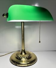 VTG MCM Bankers Desk Lamp Classic Emerald Green Glass Shade Emeralite Style picture